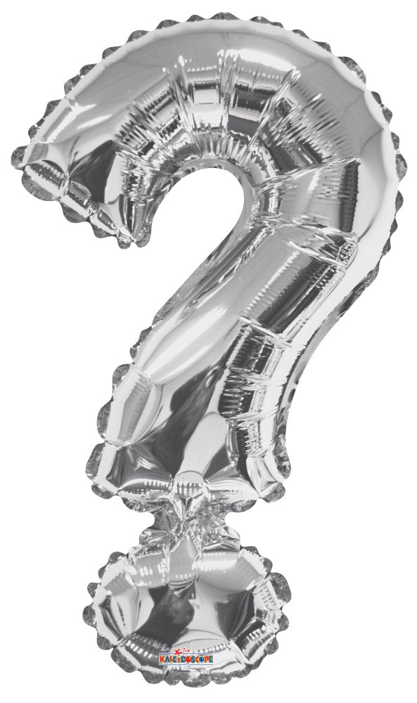 34" Silver Symbol ? Question Mark Balloon