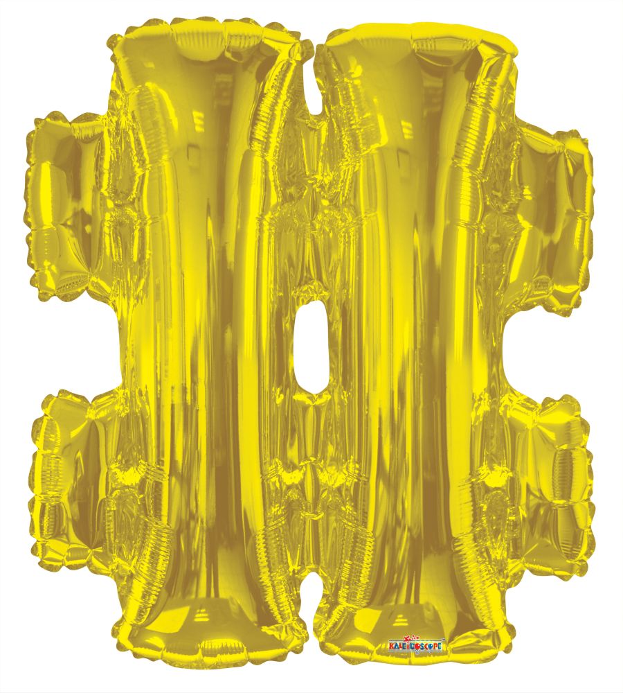 34" Gold Symbol # Hash Balloon