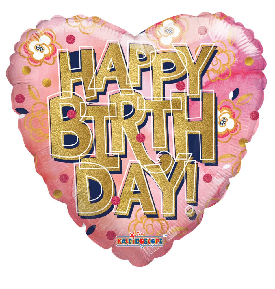 18" Birthday Gold Letters Balloon