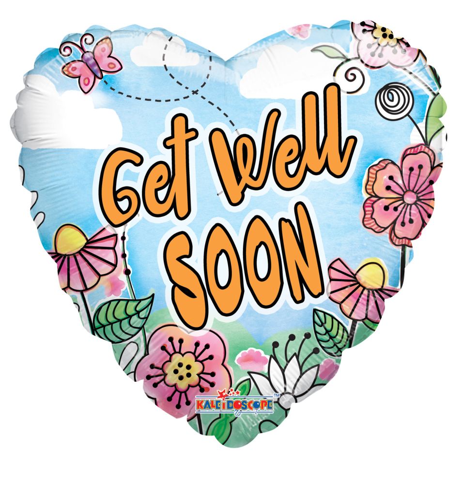 18" Get Well Spring Heart Balloon