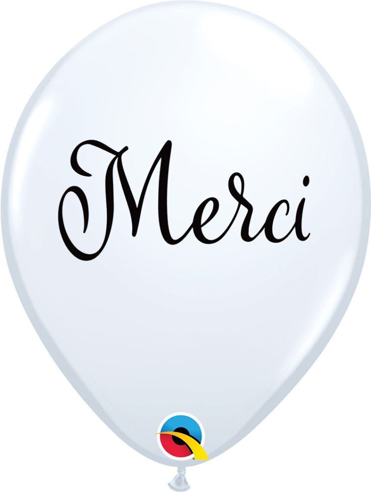 11" Simplement Merci White (50pcs) Balloons