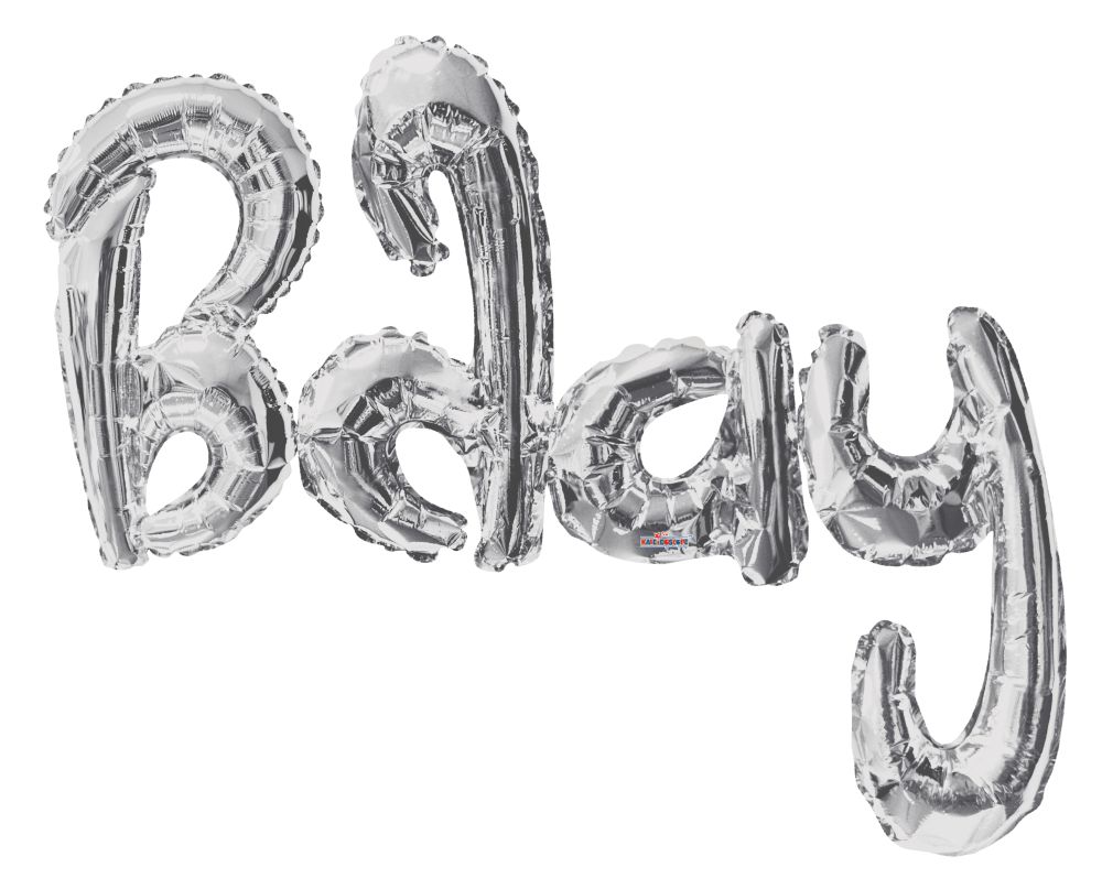 Script Phrase Bday Silver Jumbo (Helium Quality) Balloon