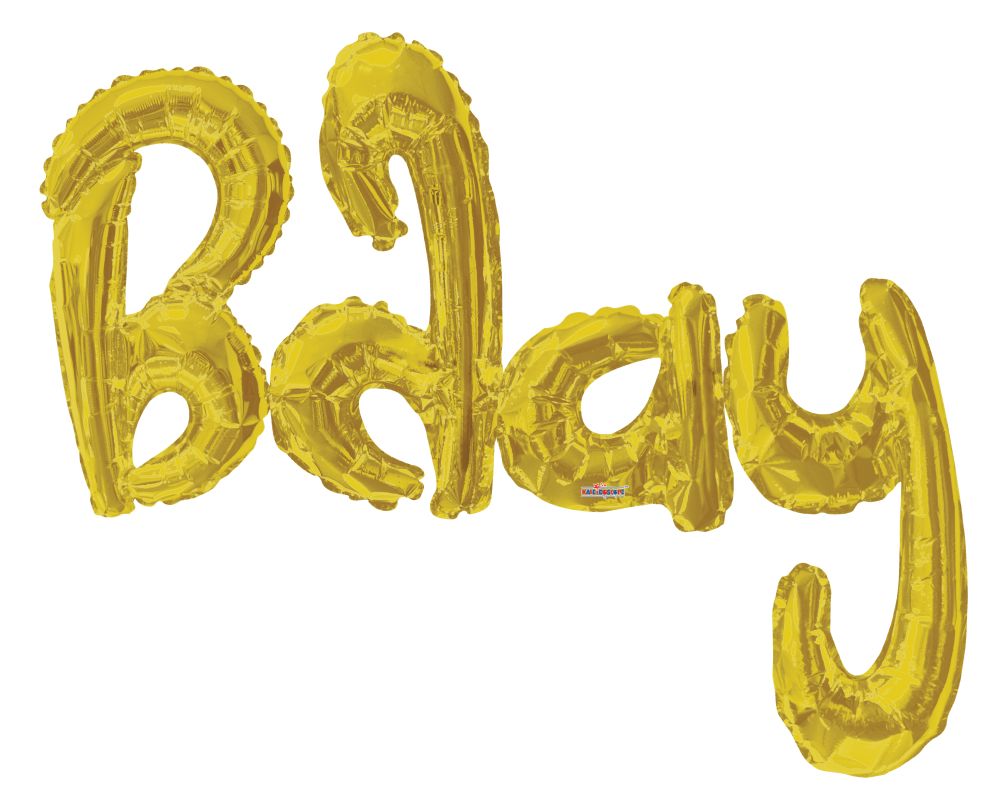 Script Phrase Bday Gold Jumbo (Helium Quality) Balloon