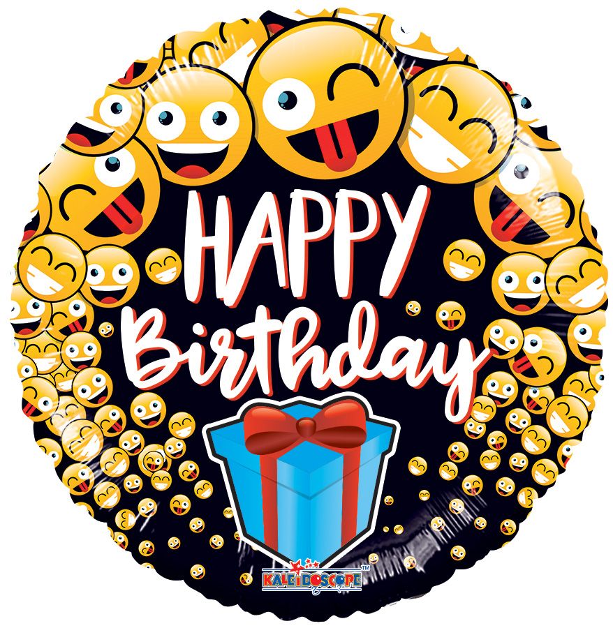 18" Birthday Smilies & Present Balloon