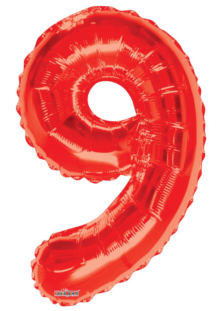 34" Red Shape Number 9 Balloon