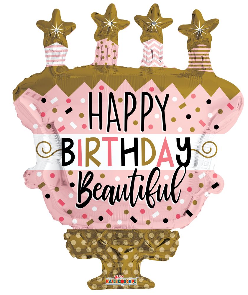 36" Birthday Cake With Stars Shape Balloon