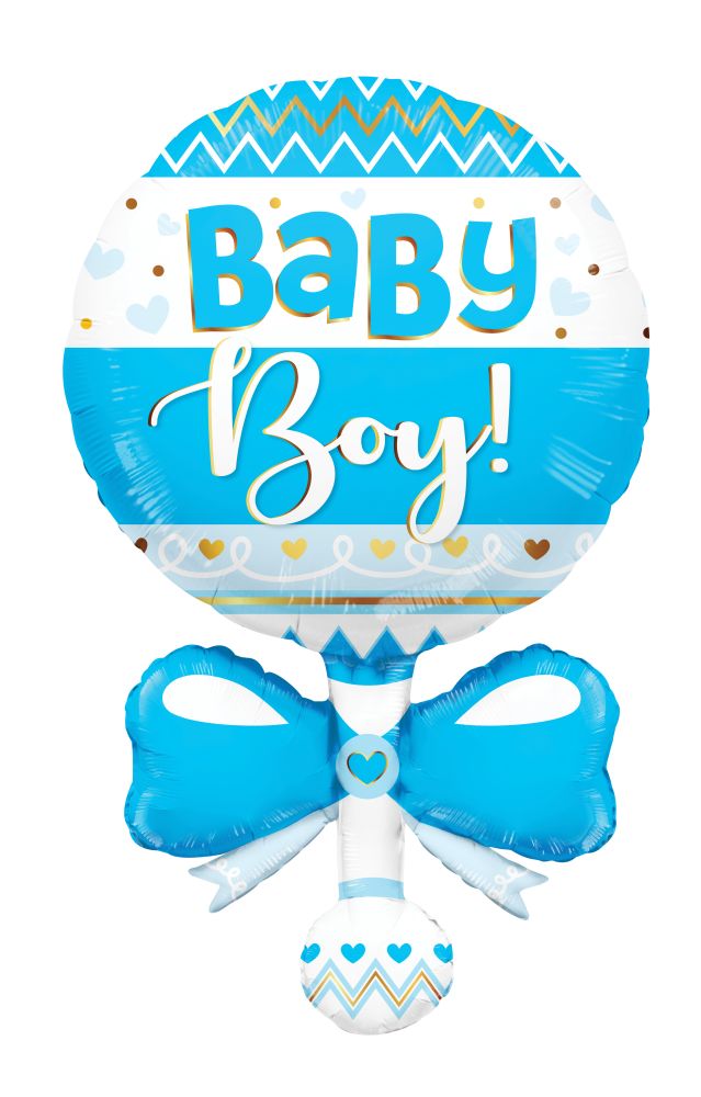36" Baby Rattle Blue Shape Balloon