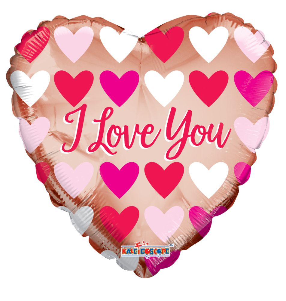 18" Love You Rose Gold Hearts Balloon