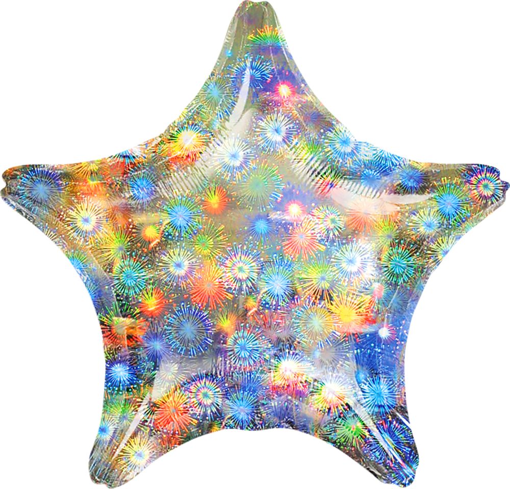 18" Holographic Fireworks Star (non-packaged) Balloon