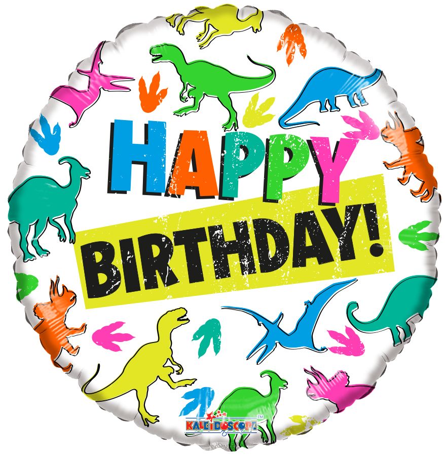 18" Happy Birthday Dino Silhouettes Balloon