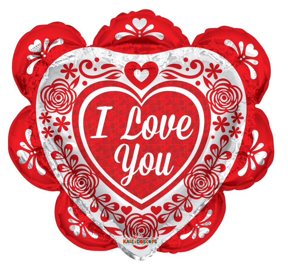 26" I Love You Ruffled Heart Ornaments Shape Balloon
