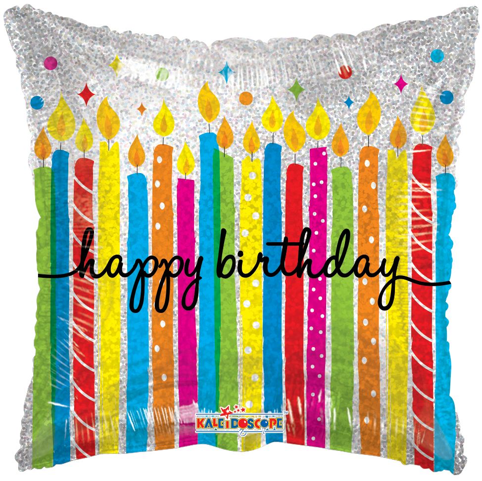 18" Birthday Big Candles Holo Balloon