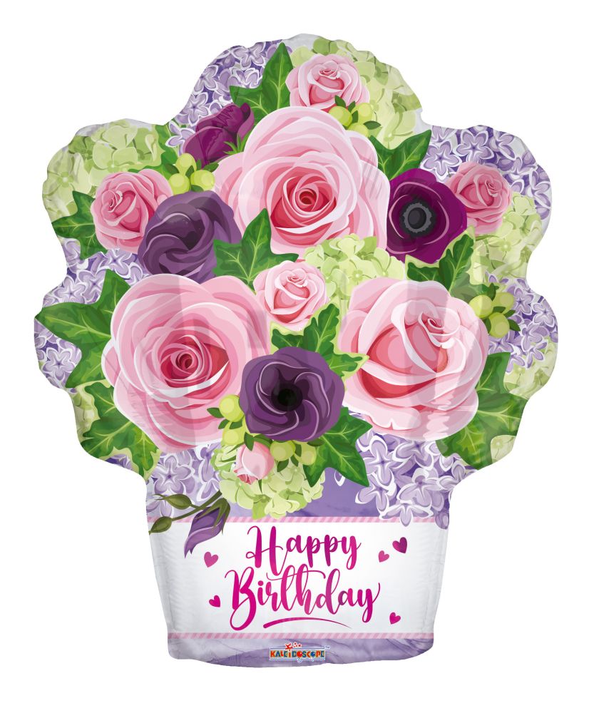 18" Birthday Flower Basket Shape Balloon