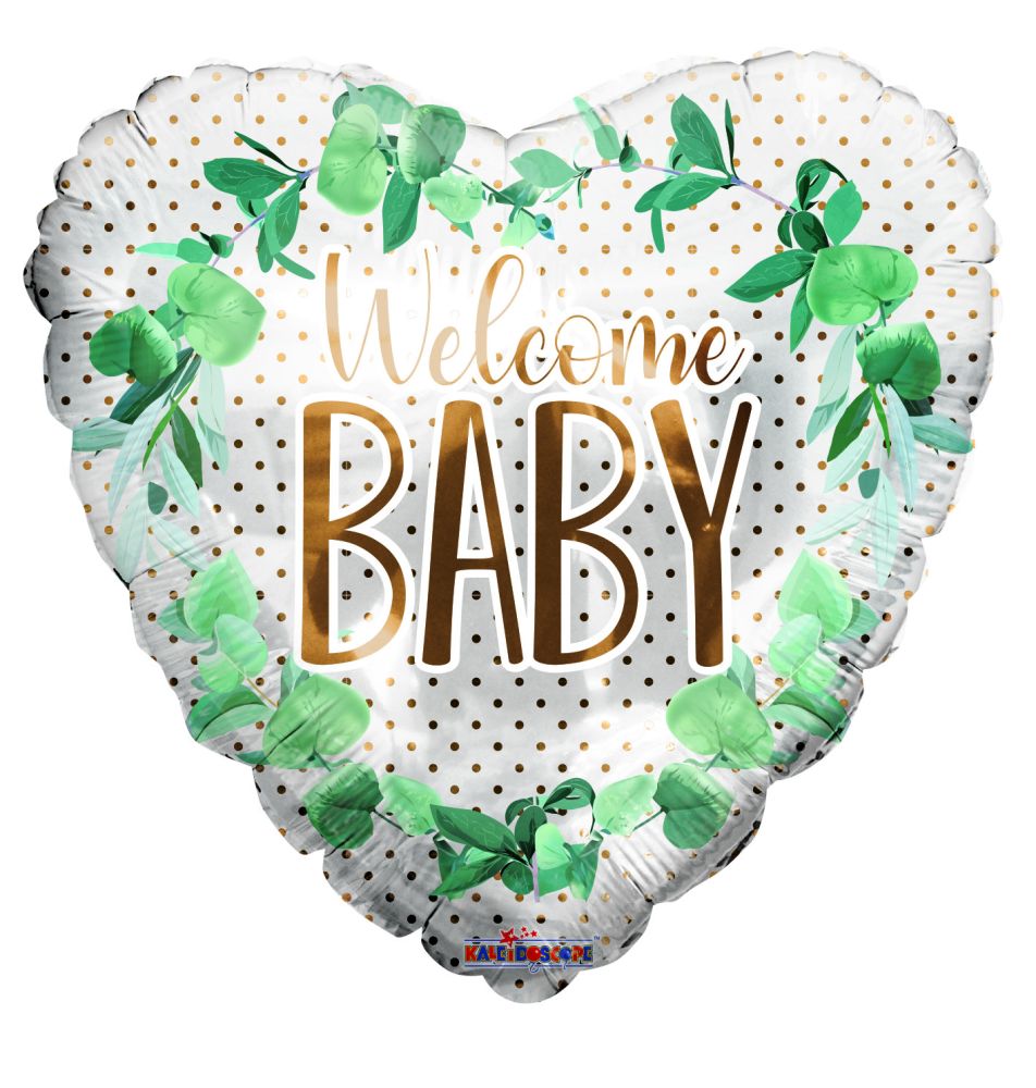 18" Welcome Baby Dots And Flowers Balloon
