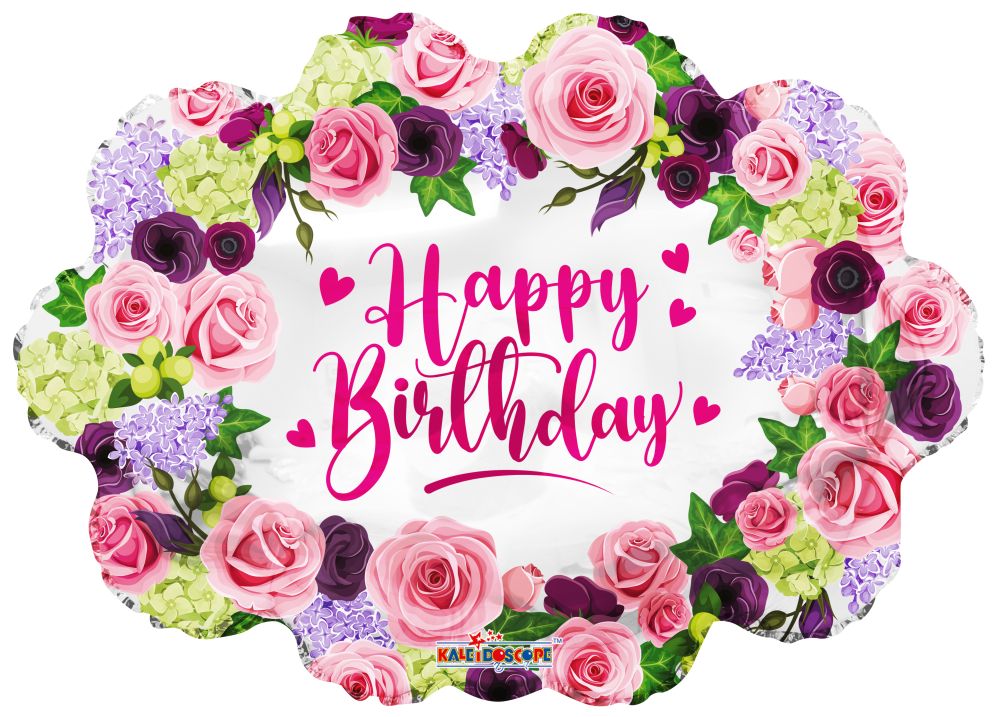 28" Birthday Flower Wreath Shape Balloon
