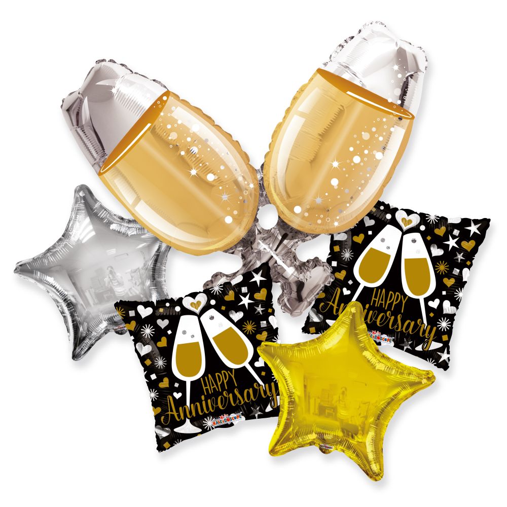 Balloon Bouquet Anniversary Champagne Glasses