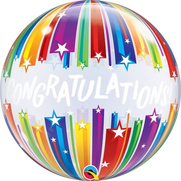 Bubble 22" Congratulations Shooting Stars Balloon