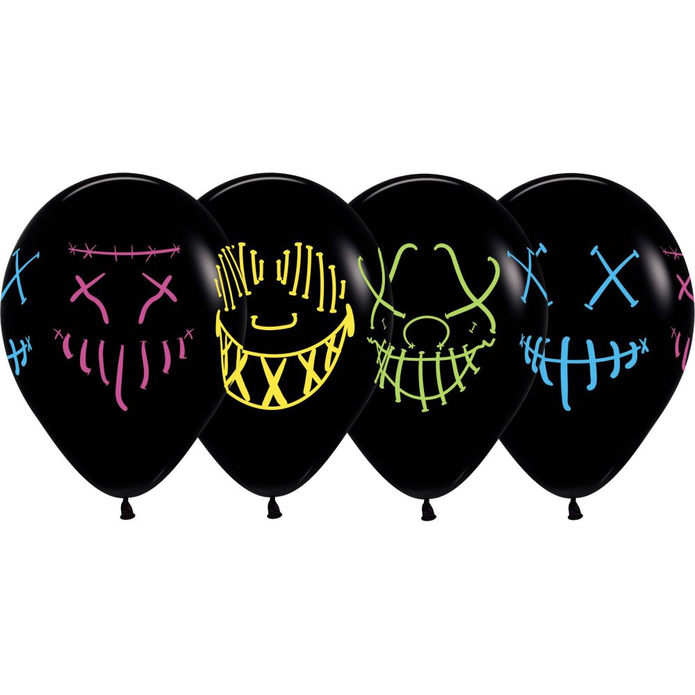 11" Neon Masks Black (50pcs) Balloons