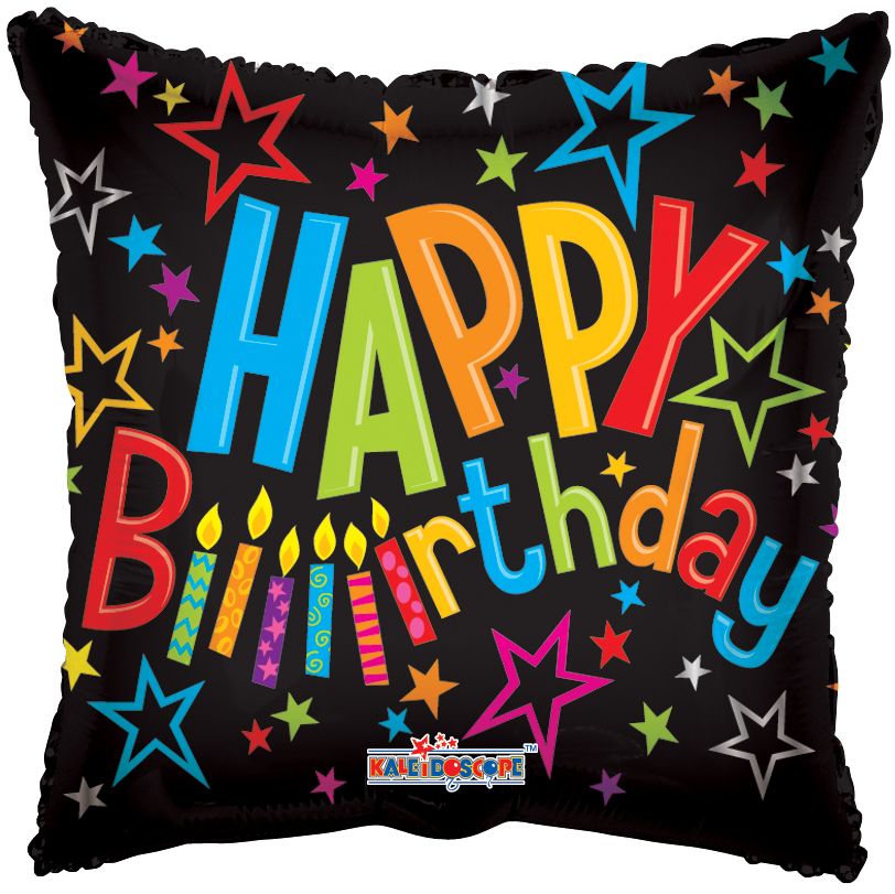 09" Happy Birthday On Black Balloon