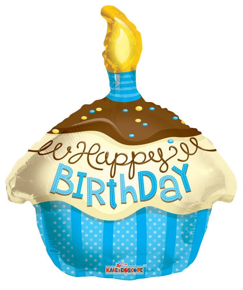 18" Shape Cupcake Blue Balloon