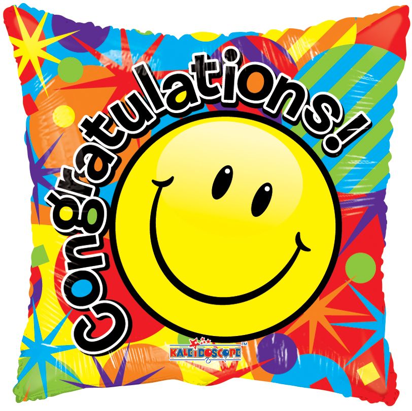 18" Smiley Congratulations Gellibean Balloon