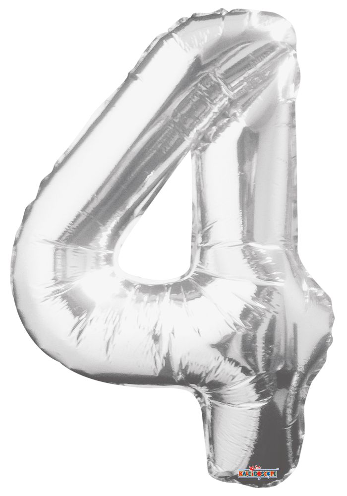 34" Silver Number 4 Balloon