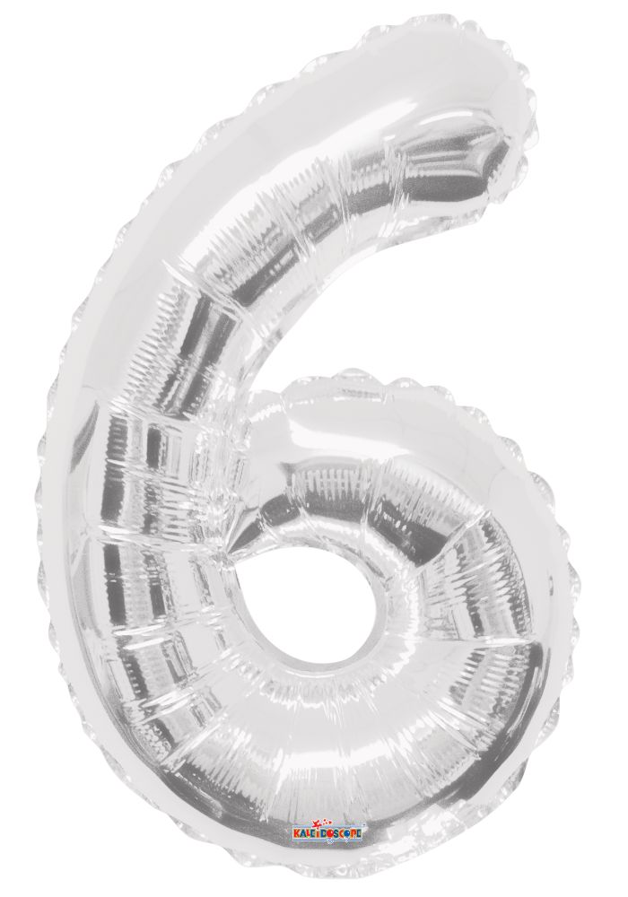 34" Silver Number 6 Balloon