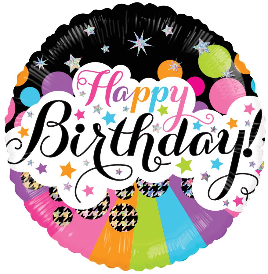18" Birthday Little Stars Holographic Balloon