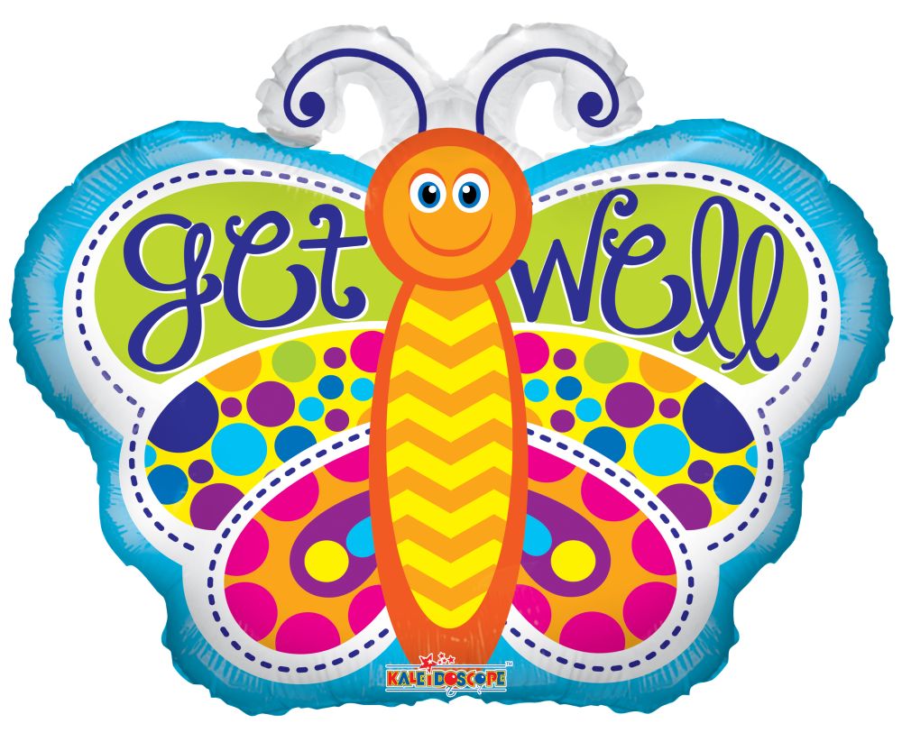 18" Shape Get Well Butterfly Balloon