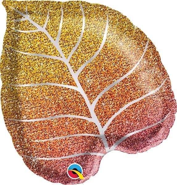 21" Fall Glittergraphic Ombre Leaf Balloon