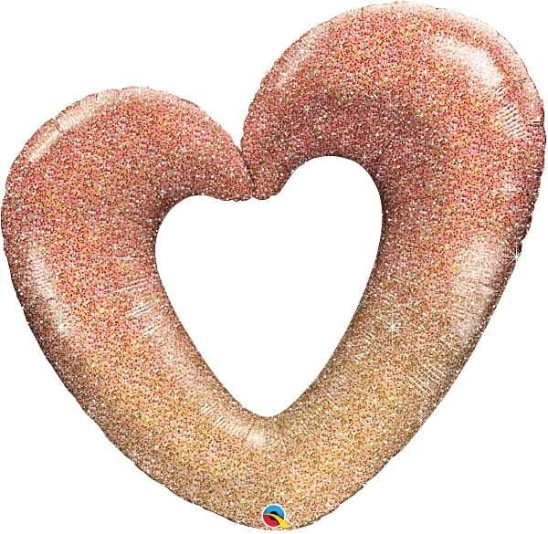 42" Rose Gold Glitter Ombre Heart Balloon