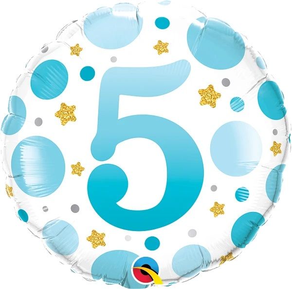 18" Age 5 Blue Dots Balloon