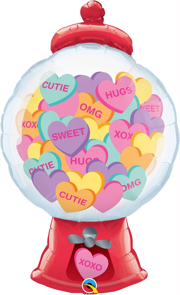 43" Candy Hearts Gumball Machine Balloon