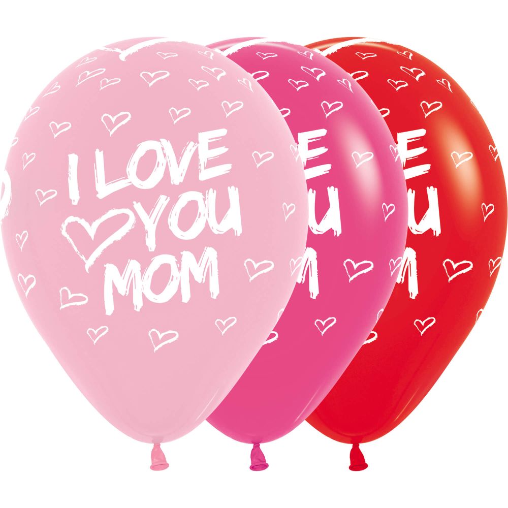 11" Love You Mom Assortment (50pcs) Balloons
