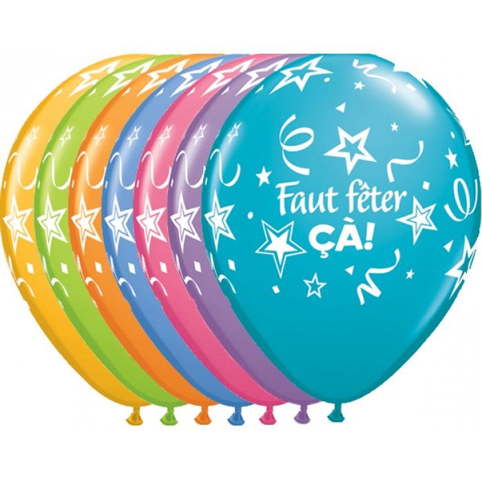 11" Faut Feter Ca Serpentins Assortment (50pcs) Balloons