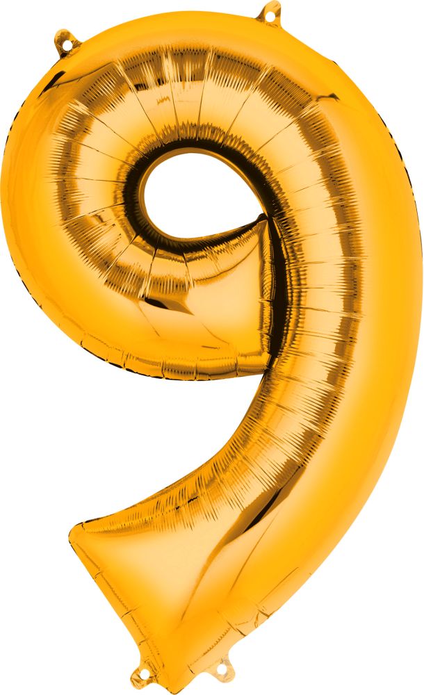 34" Gold Number 9 Balloon