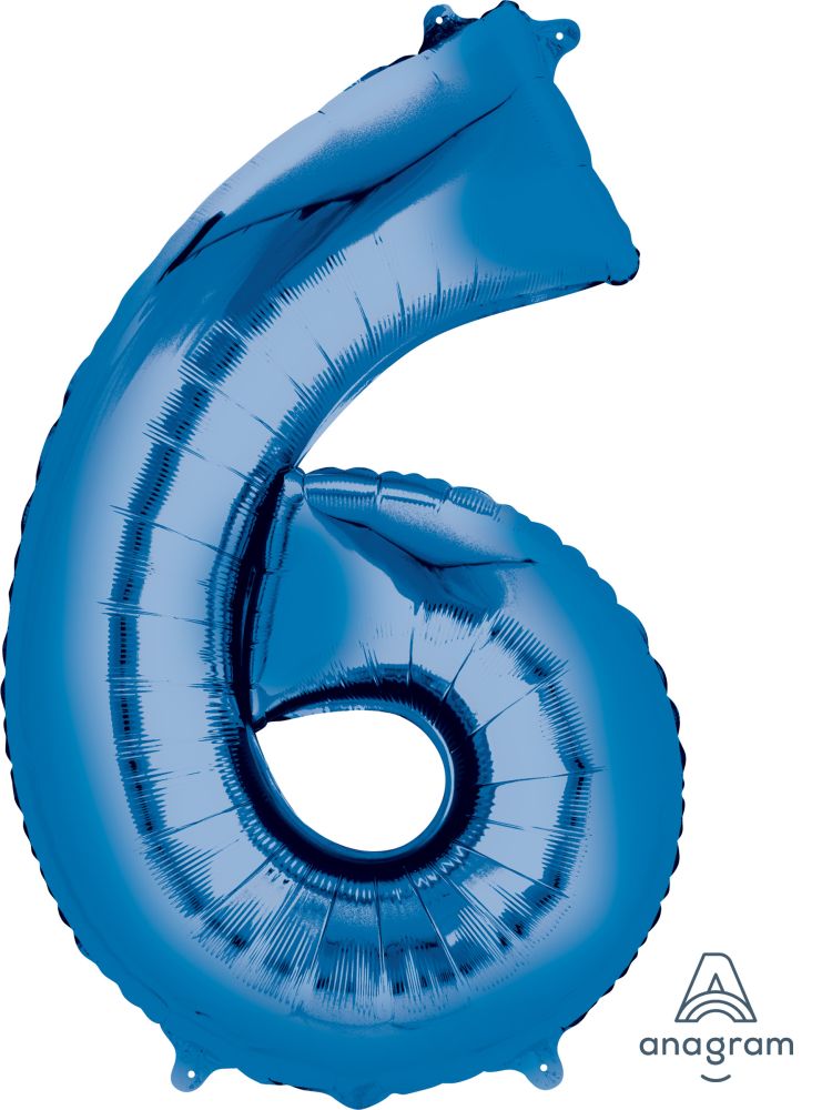 34" Blue Number 6 Balloon
