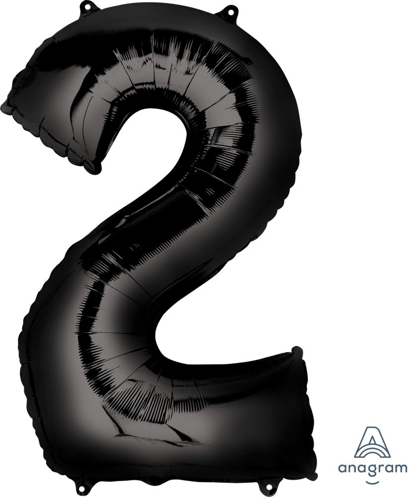 34" Black Number 2 Balloon