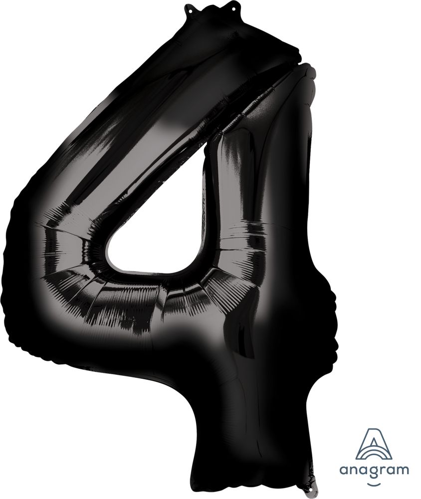 34" Black Number 4 Balloon