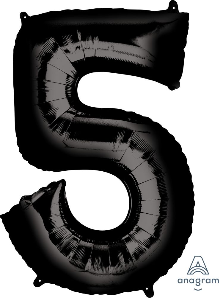34" Black Number 5 Balloon