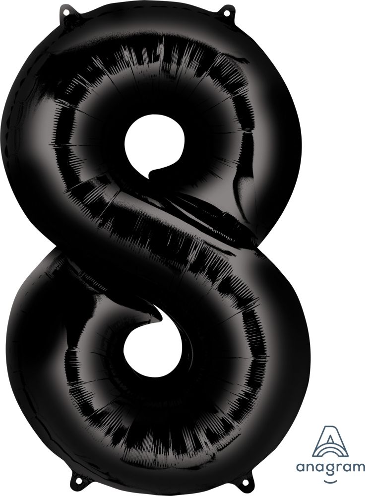 34" Black Number 8 Balloon