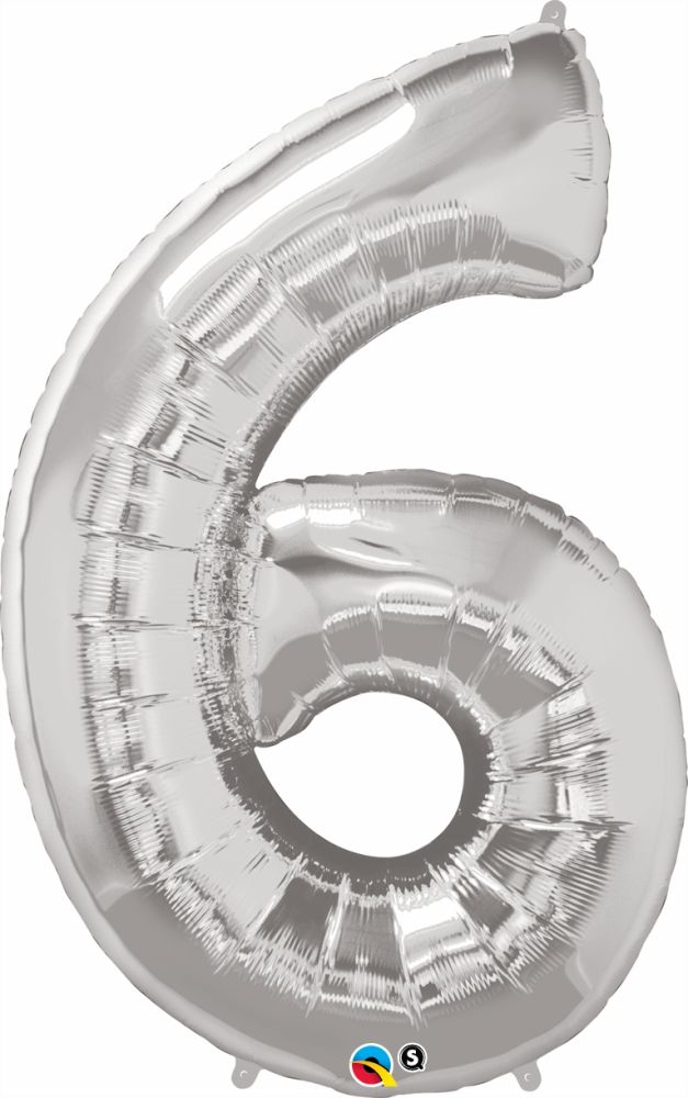 34" Silver Number 6 Balloon