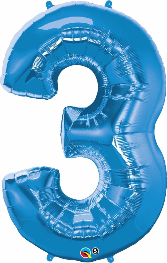 34" Sapphire Blue Number 3 Balloon