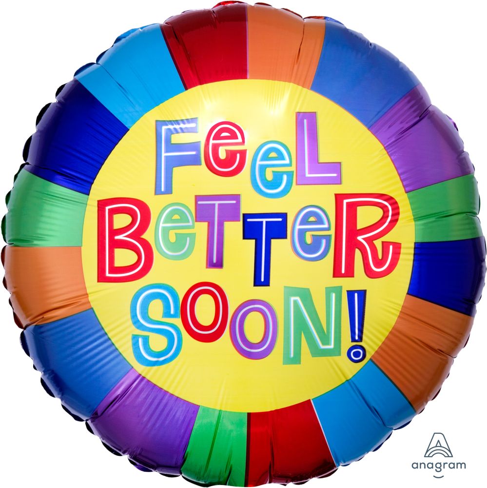 18" Feel Better Soon! Rainbow Balloon