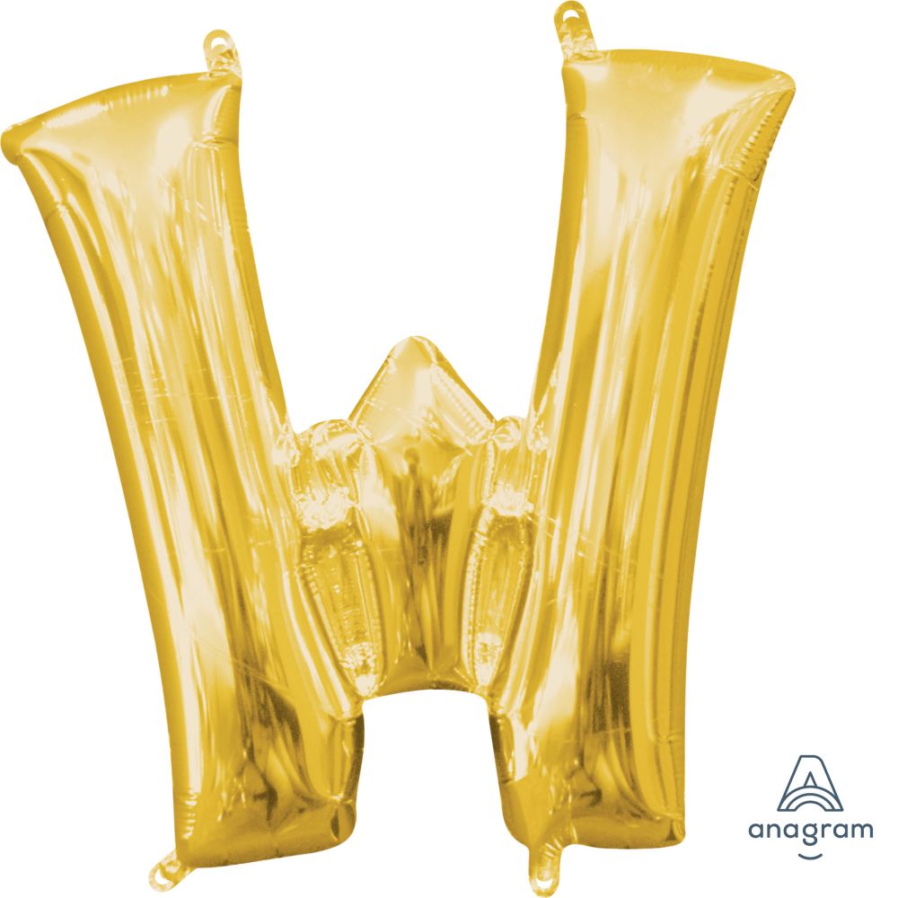 16" Gold Letter W Balloon