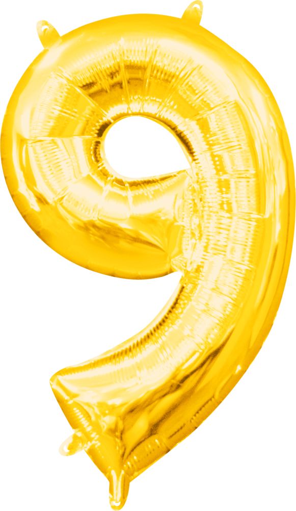 16" Gold Number 9 Balloon