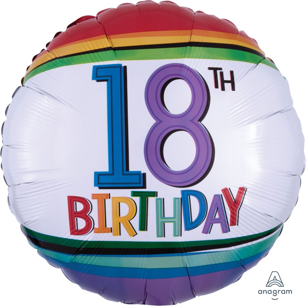 18" Rainbow Birthday 18 Balloon