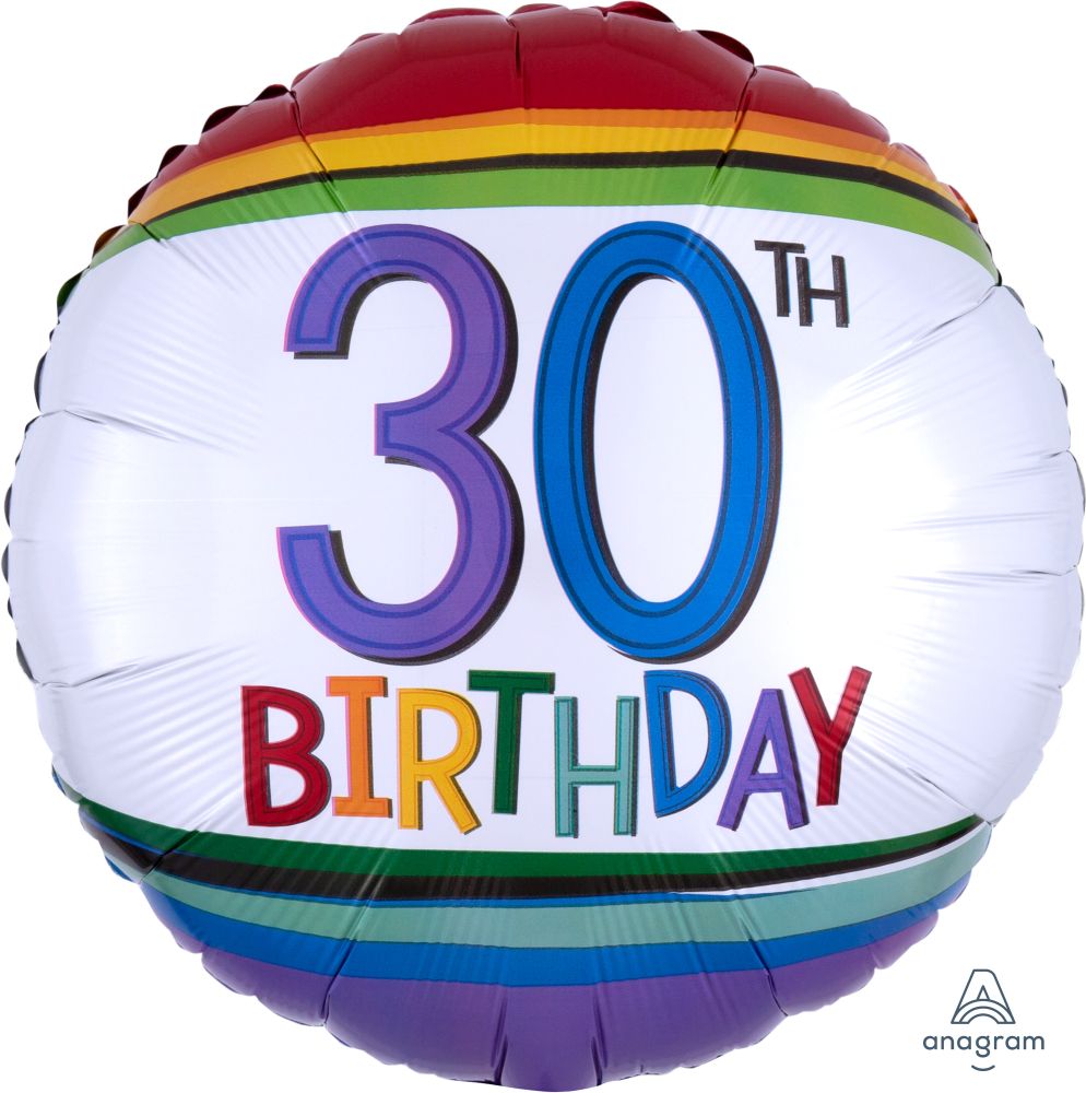 18" Rainbow Birthday 30 Balloon