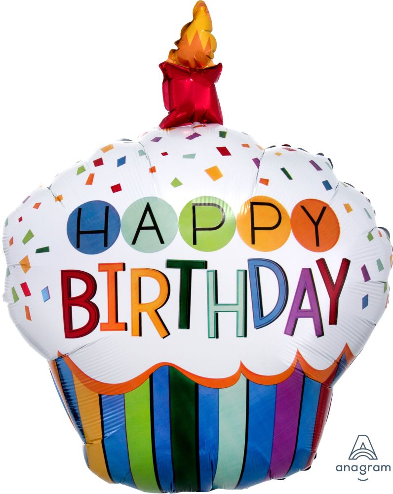 SuperShape Rainbow Birthday Cupcake Balloon