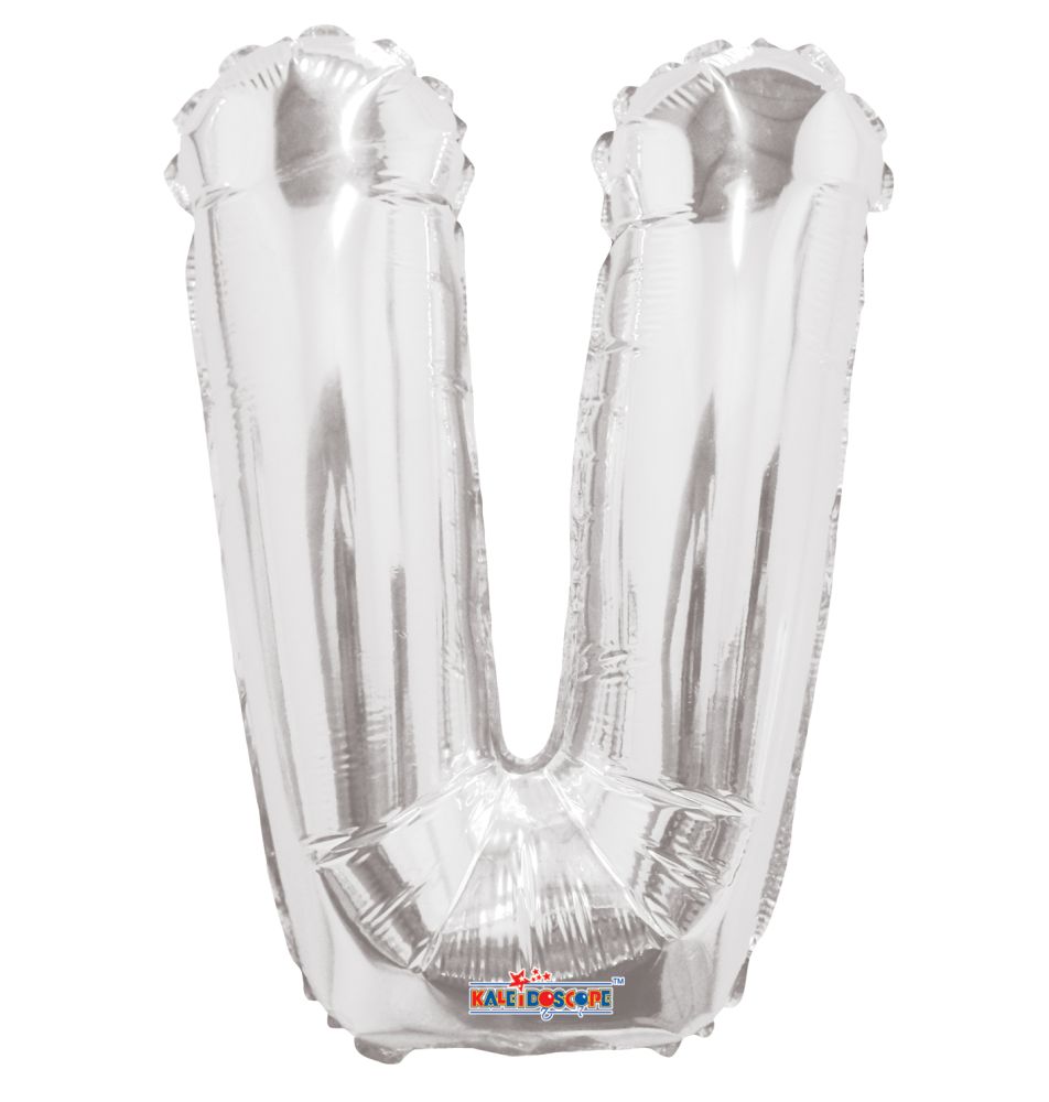 14" Silver Letter V Balloon